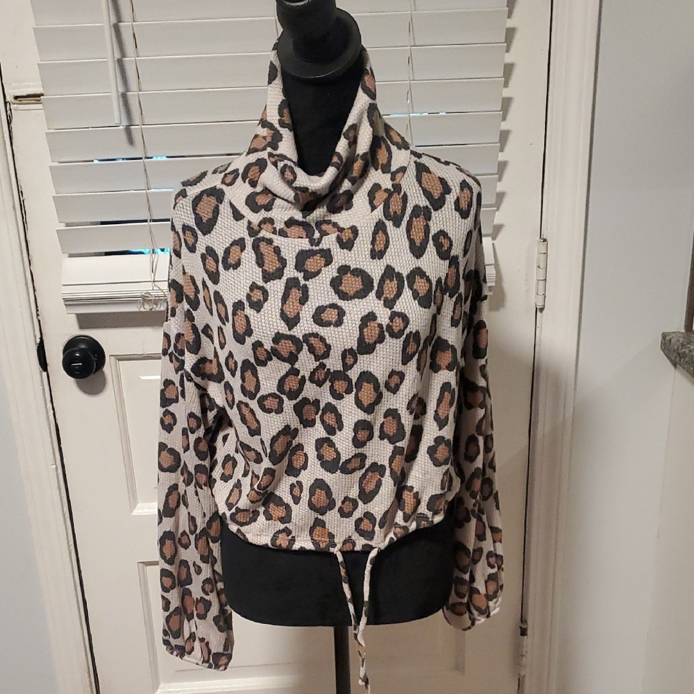 Le Lis Animal Print Cowl Neck Top